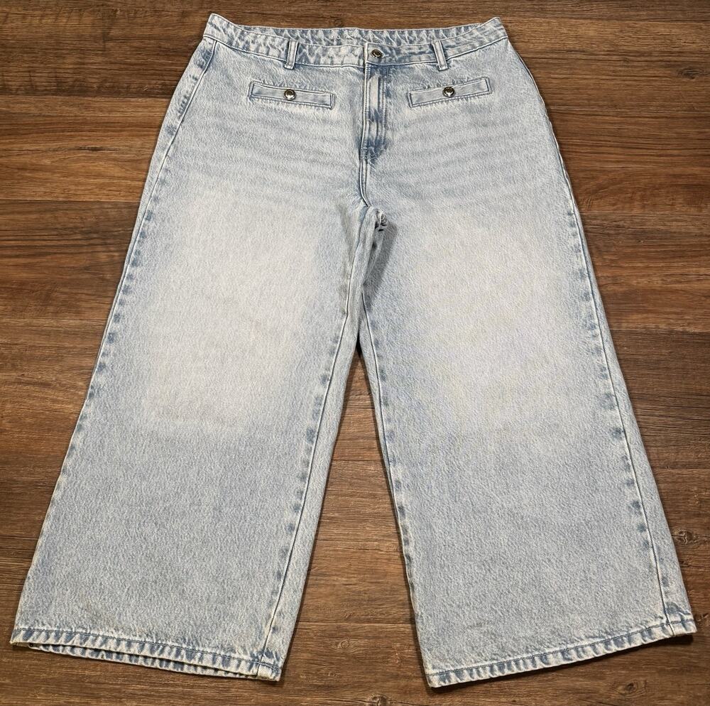 Michael Kors Women’s Size 16 Light Wash Wide Leg Crop Jeans Cotton Lyocell
